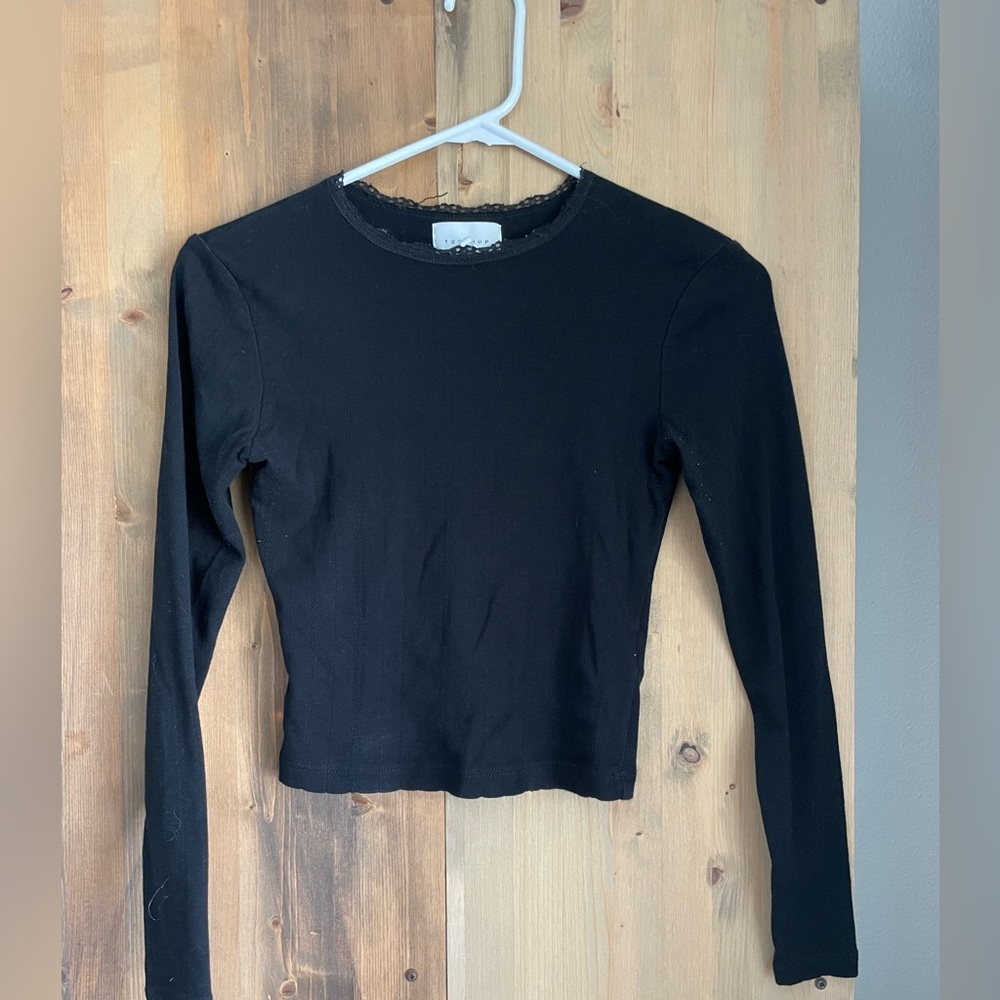 Topshop Long Sleeve Crop Top